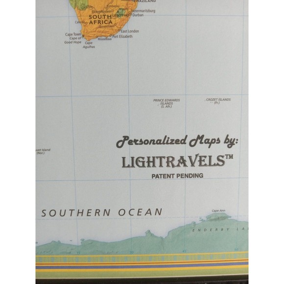 Laminated Rand McNally Modern World Map Genuine Black Wood Frame 33"wx22h - Picture 9 of 12